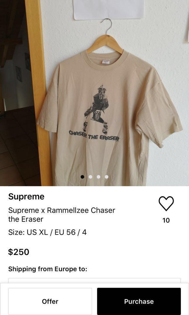 Supreme 2003 Rammellzee Chaser The Eraser T shirt Tee lv, Men's 