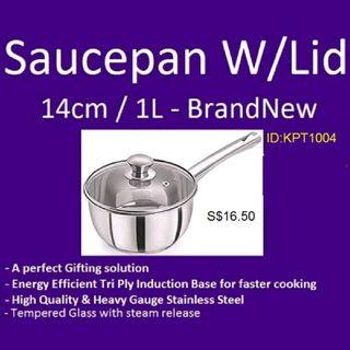 Saucepan with Lid 14cm 1 Litre / Milk pot / Bakeware / Cookware - Brand New