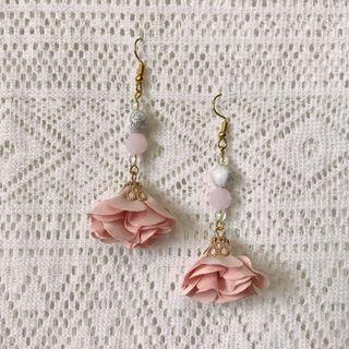 Pink Floral Dangling Earrings