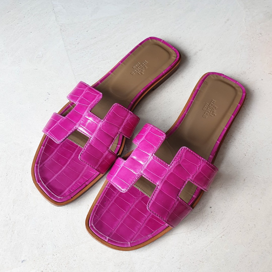 hermes crocodile slippers