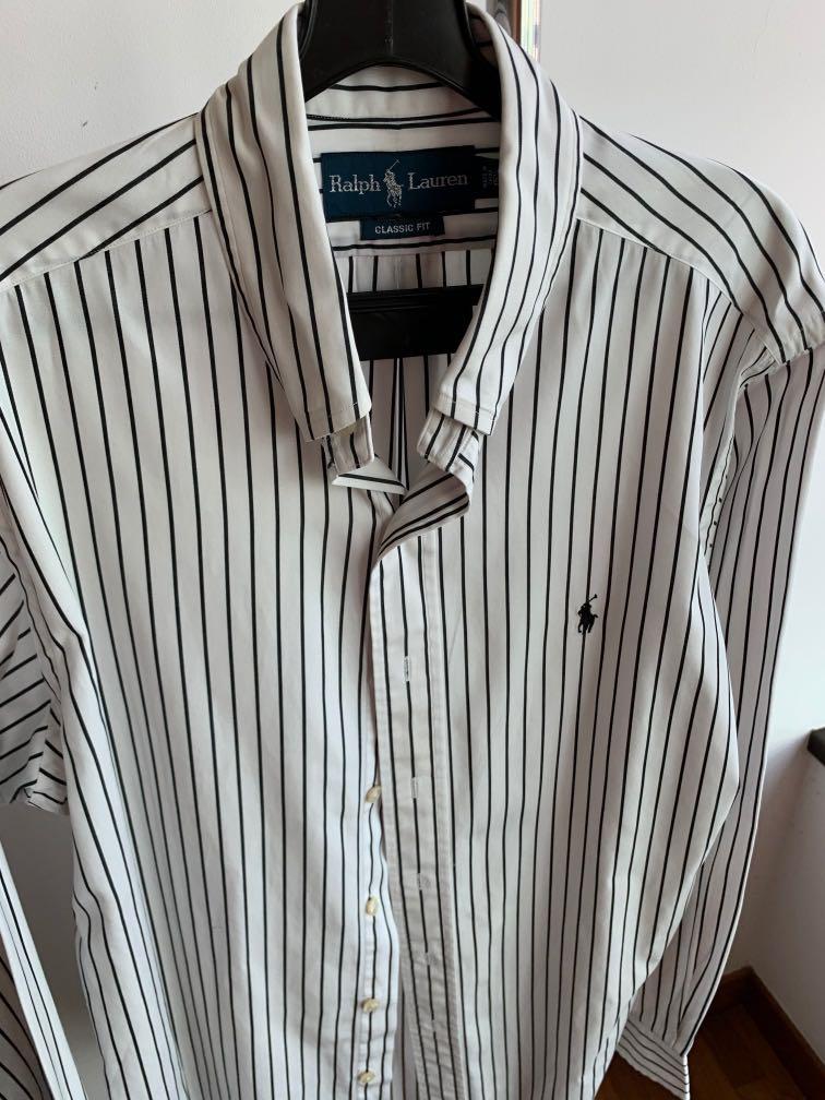 ralph lauren black and white striped shirt