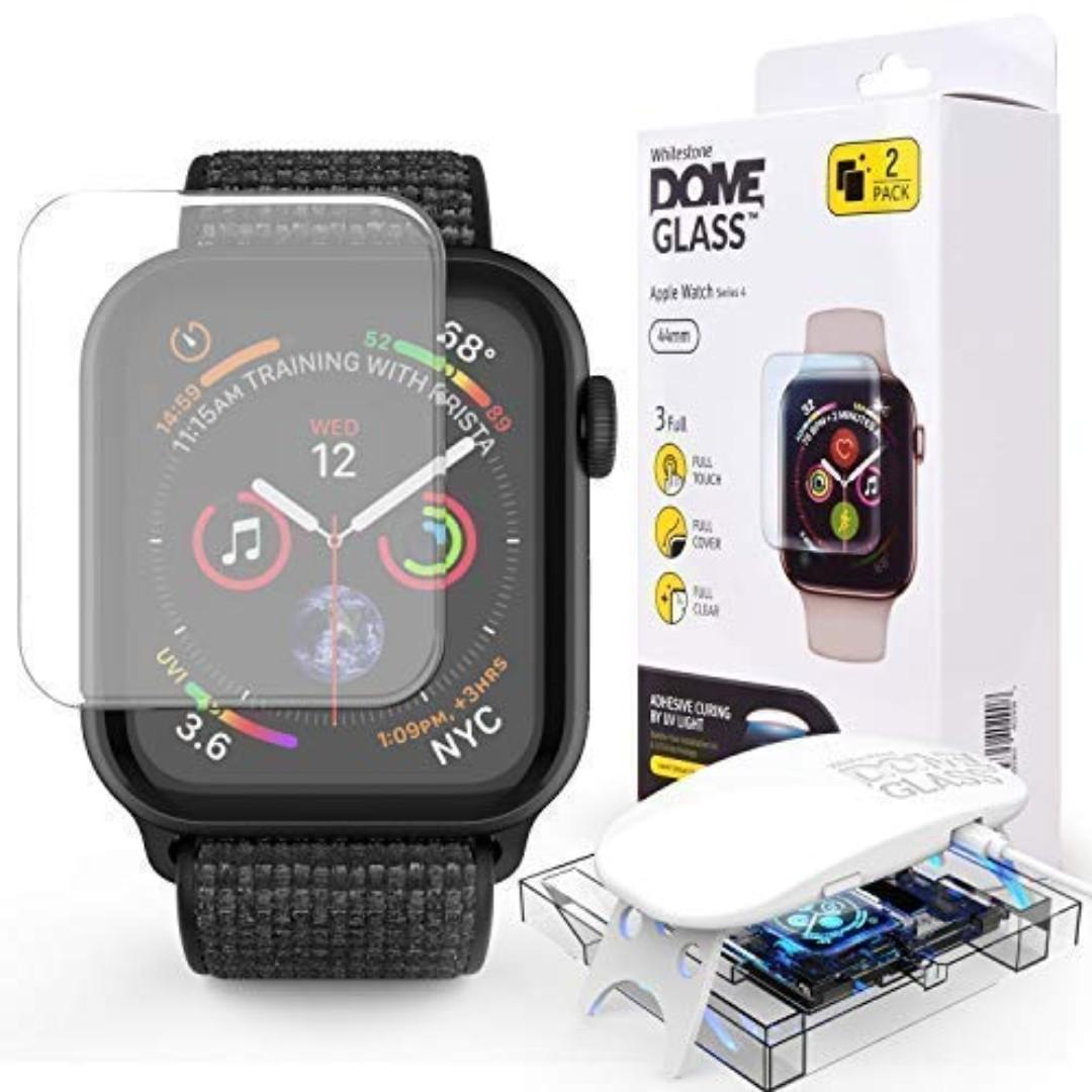 048 Apple Watch 44mm Screen Protector Dome Glass Liquid Adhesive for Full Coverage Tempered Glass and Protection by Whitestone for The Apple Watch Series 4 2 Pack Glass Mobile Phones Gadgets Mobile
