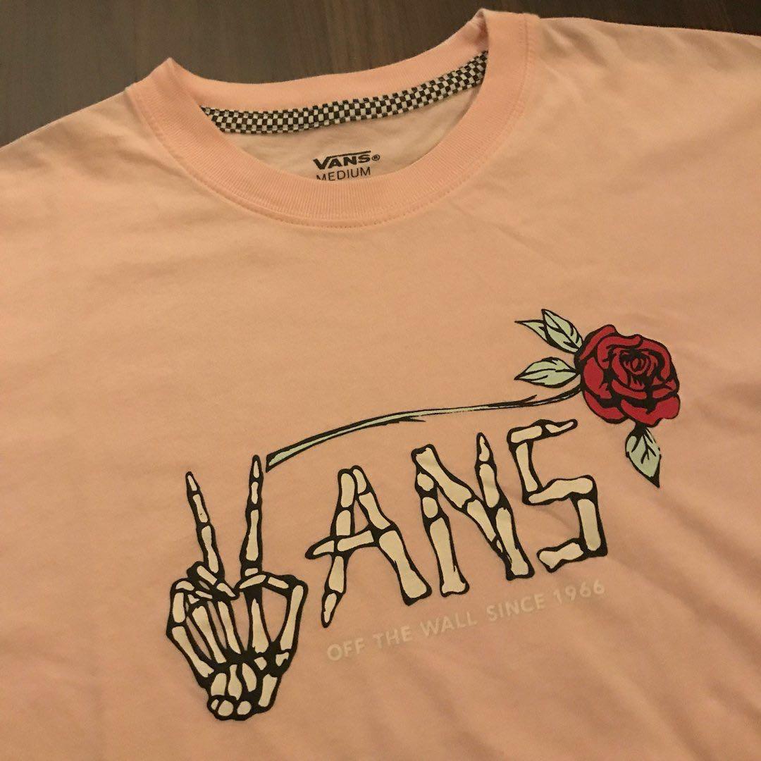 Authentic Pink Vans Tee Women S Fashion Clothes Tops On Carousell