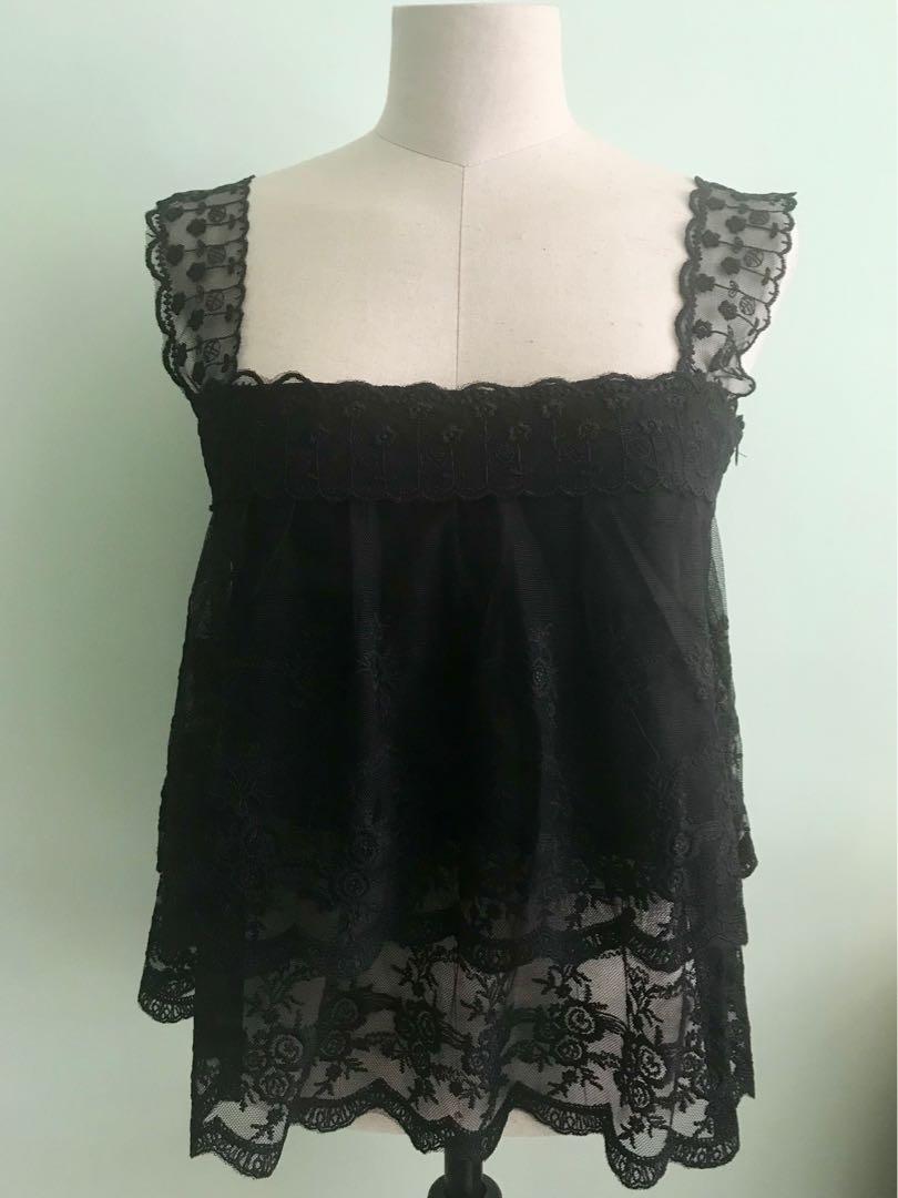 black lace babydoll top