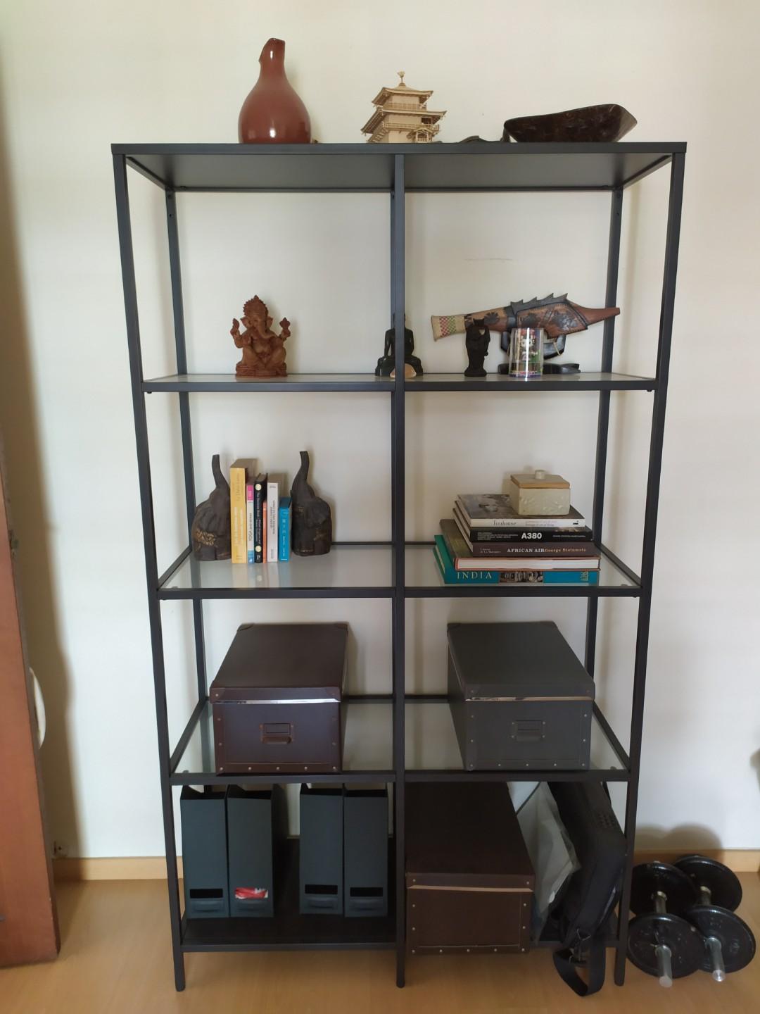 Black Metal Glass Ikea Vittsjo Shelf Furniture Shelves Drawers On Carousell