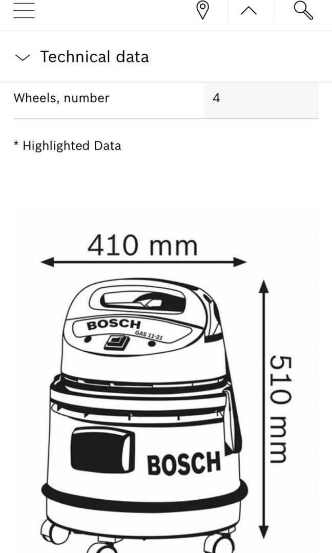 Bosch GAS 1121 Wet & Dry Vacuum Cleaner, TV & Home Appliances, Vacuum