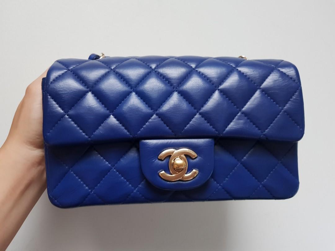 CHANEL Lambskin Quilted Mini Rectangular Flap Royal Blue 422667   FASHIONPHILE