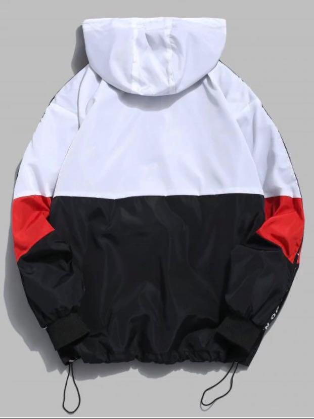 Contrast half zip graphic sales striped hoodie
