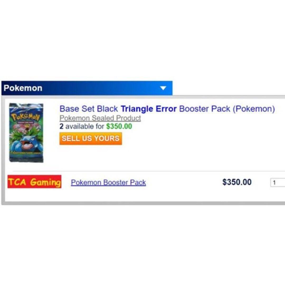Error Pack Pokemon Base Set Black Triangle Sealed Pack On Carousell