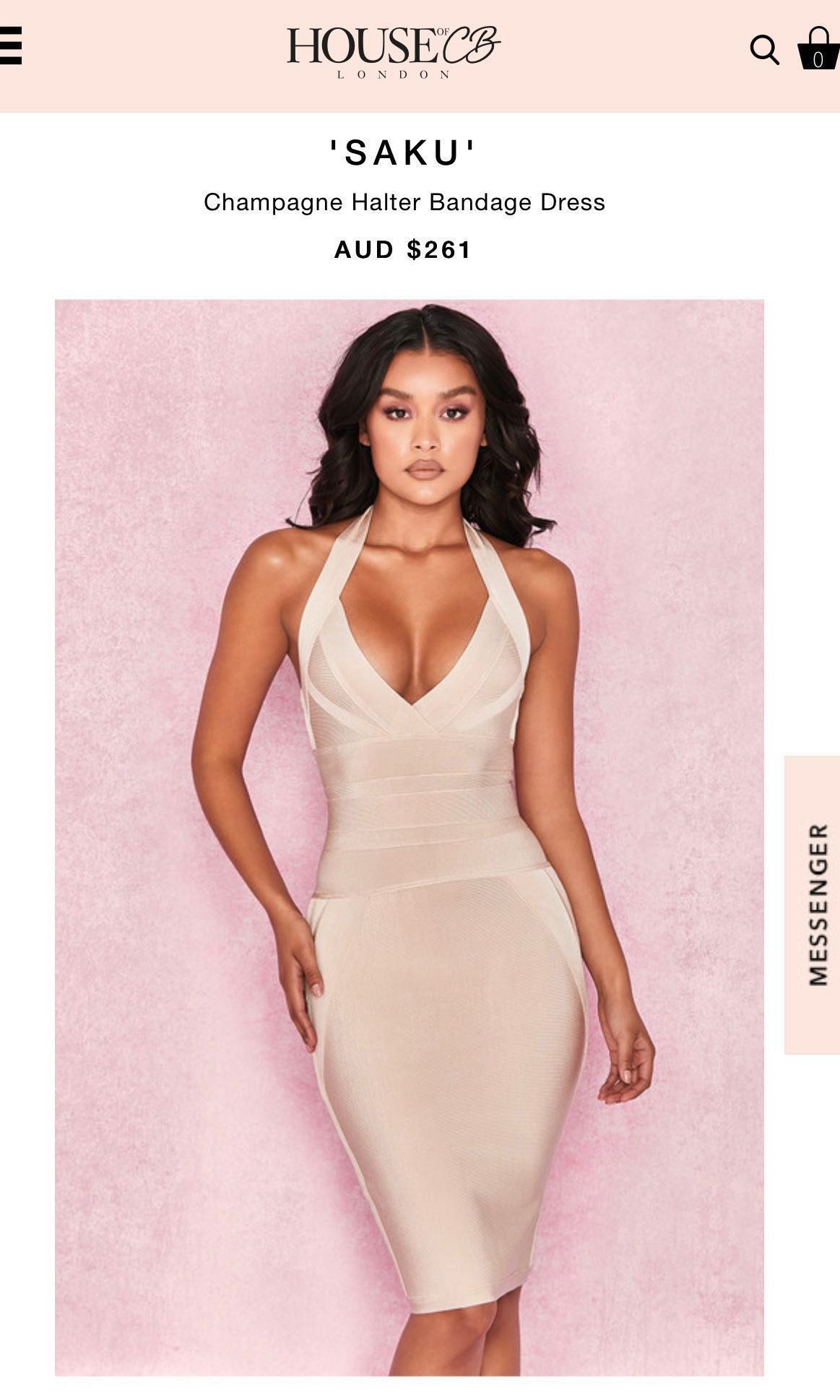 CB SAKU champagne midi bandage dress 