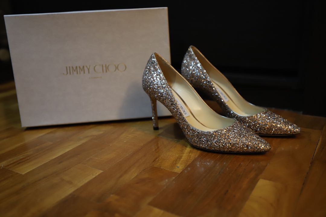 Jimmy choo romy pink deals glitter