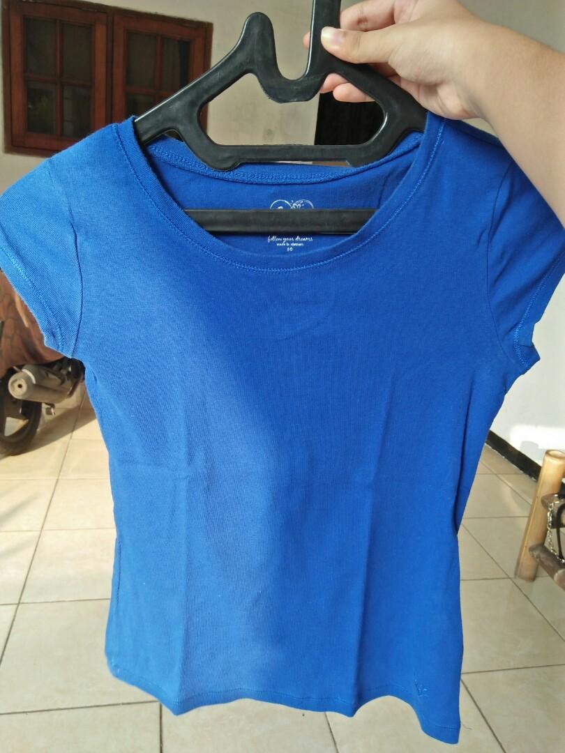 Justice T Shirt Blue Color Ori Fesyen Wanita Pakaian Wanita Atasan Di Carousell
