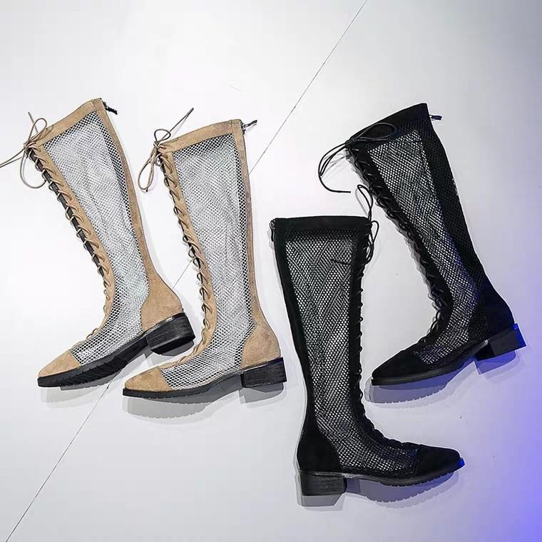 shoes long tube hollow skinny boots 