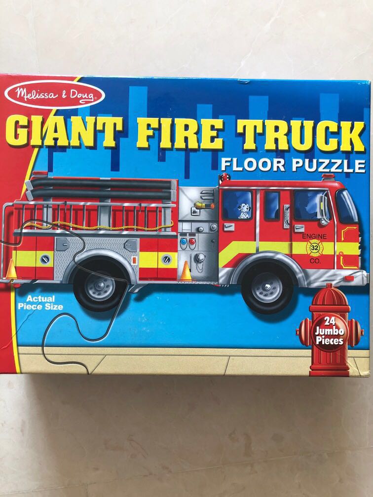 Melissa and Doug Giant Fire Truck Floor Puzzle, Hobbies & Toys, Toys