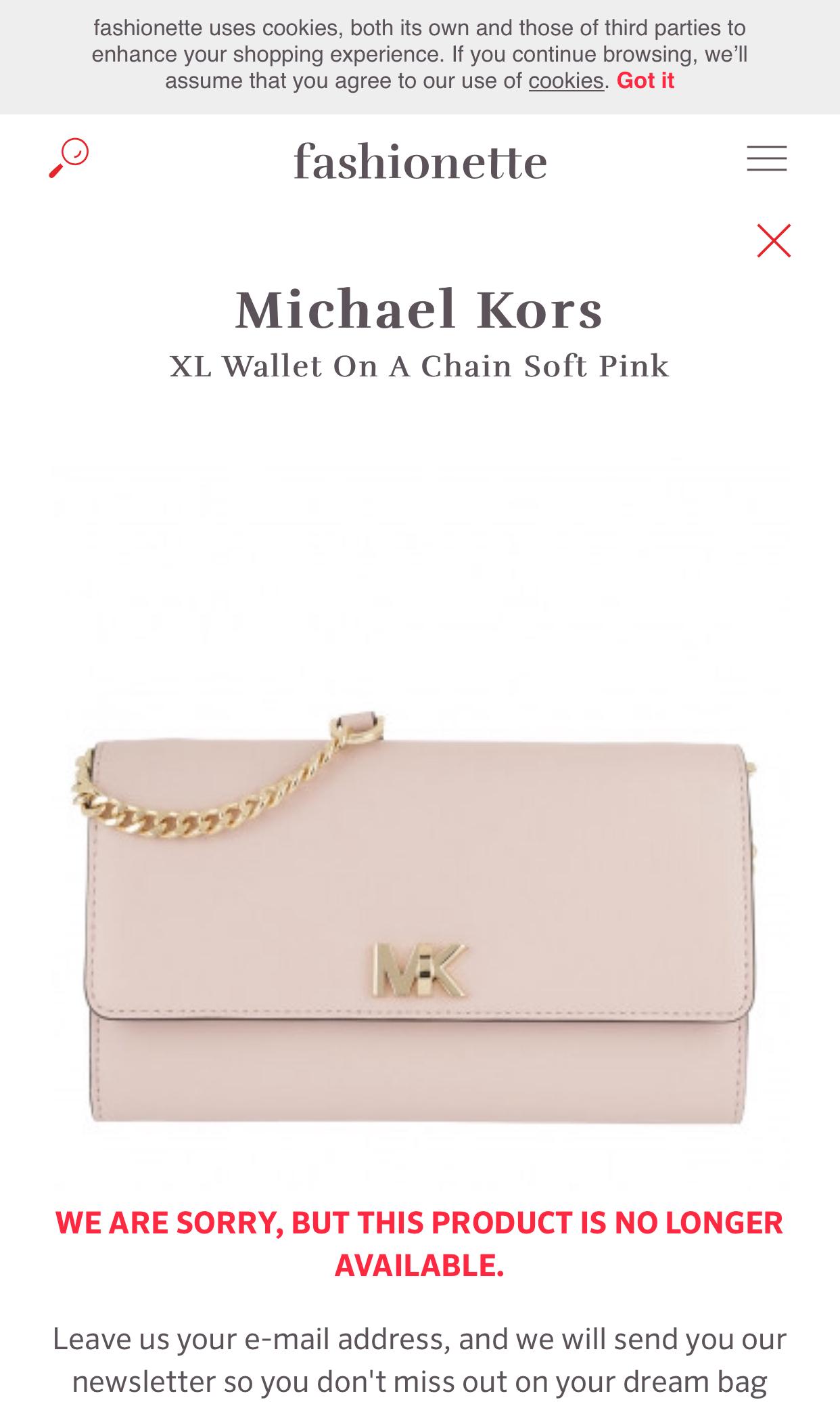 mk soft pink wallet
