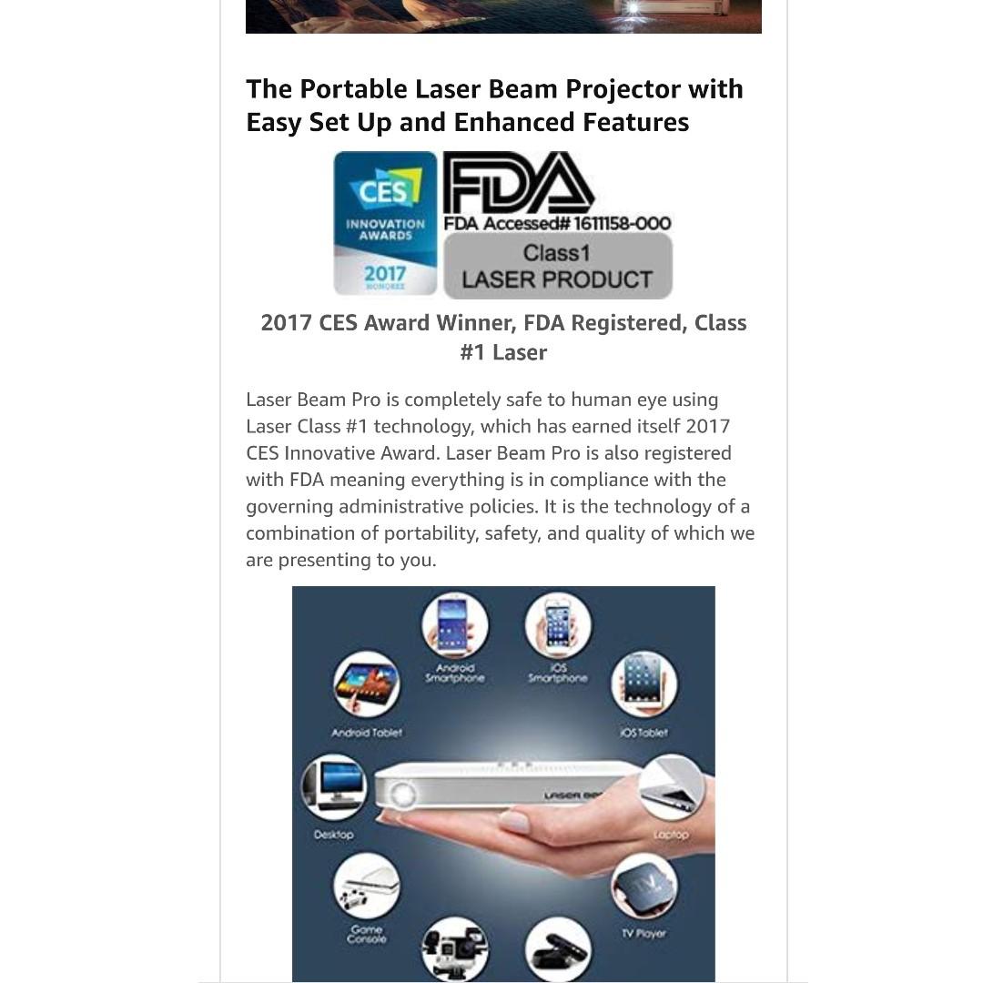 Mobile Projector Laser Beam Pro C200, TV & Home Appliances, TV