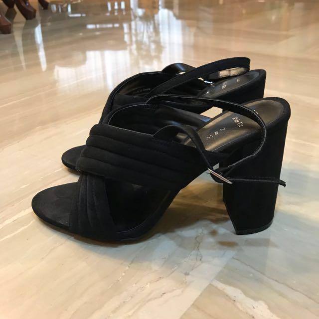 new look wide fit suedette heeled sandal