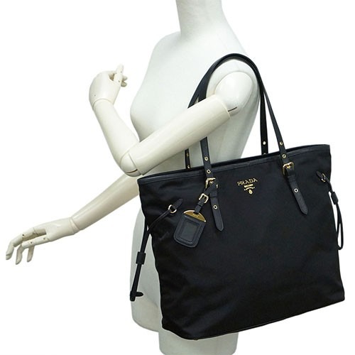 Prada Women's 1BG997 Black Nylon Shopper