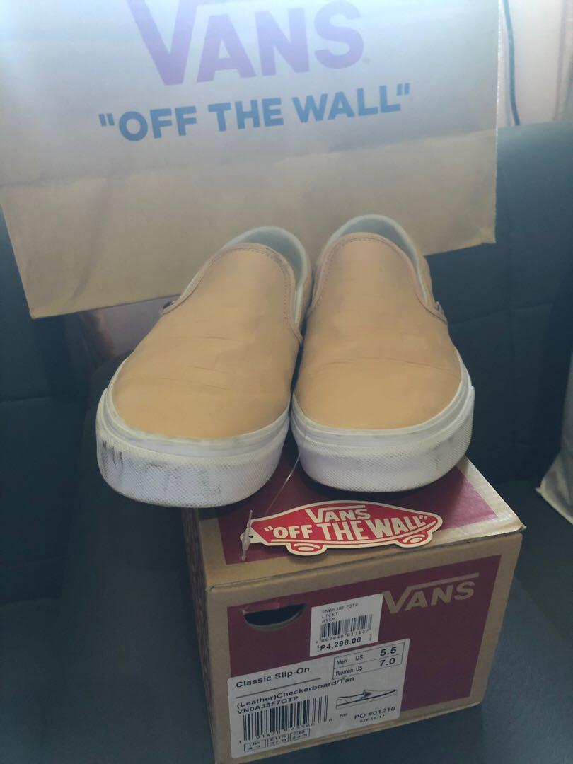 tan van slip on