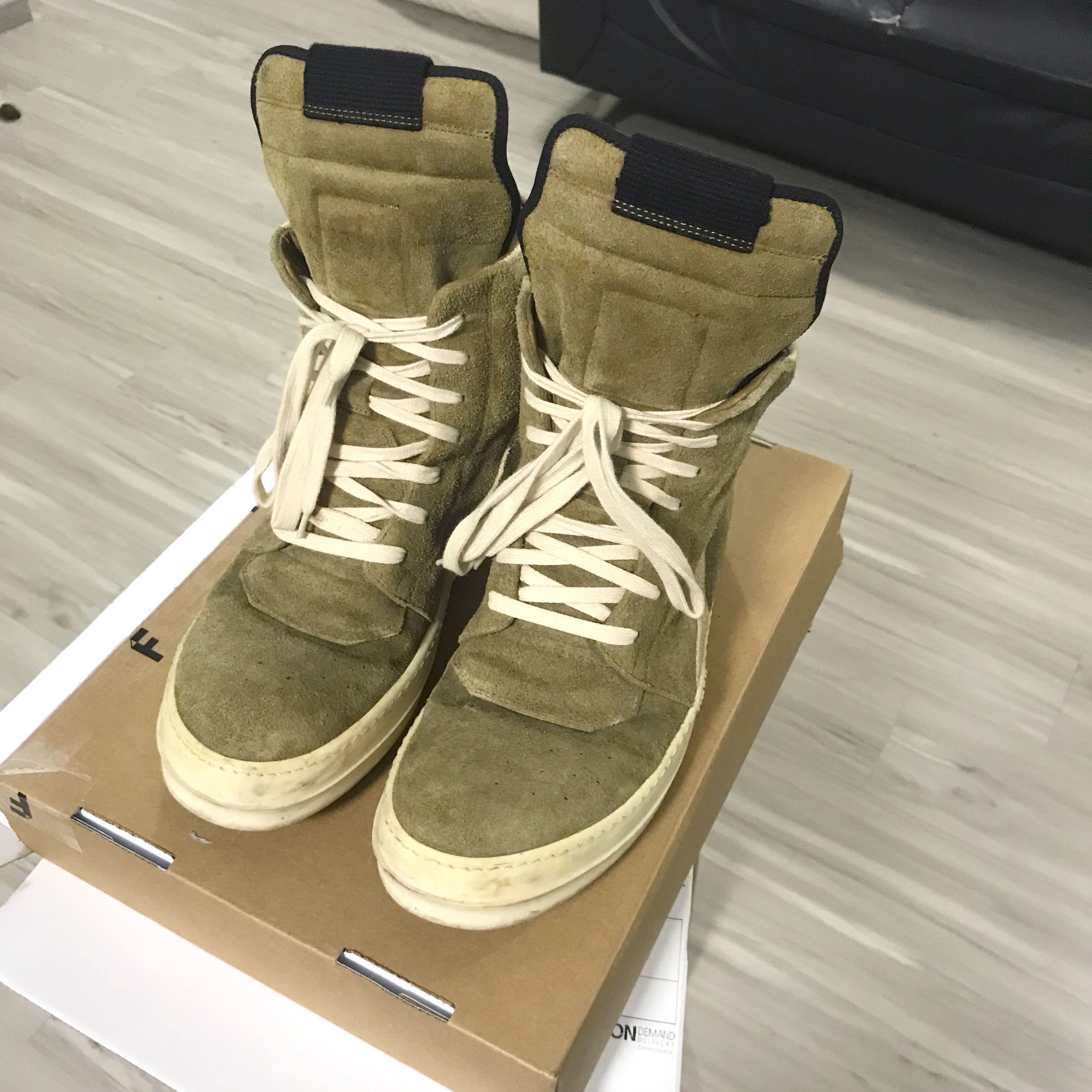 Rick Owens Brown Suede Geobasket, Men's 