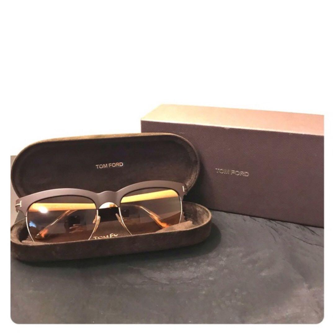 Authentic Tom Ford TF 437 Elana 05R Black Gold Sunglasses Green Polarized Lens