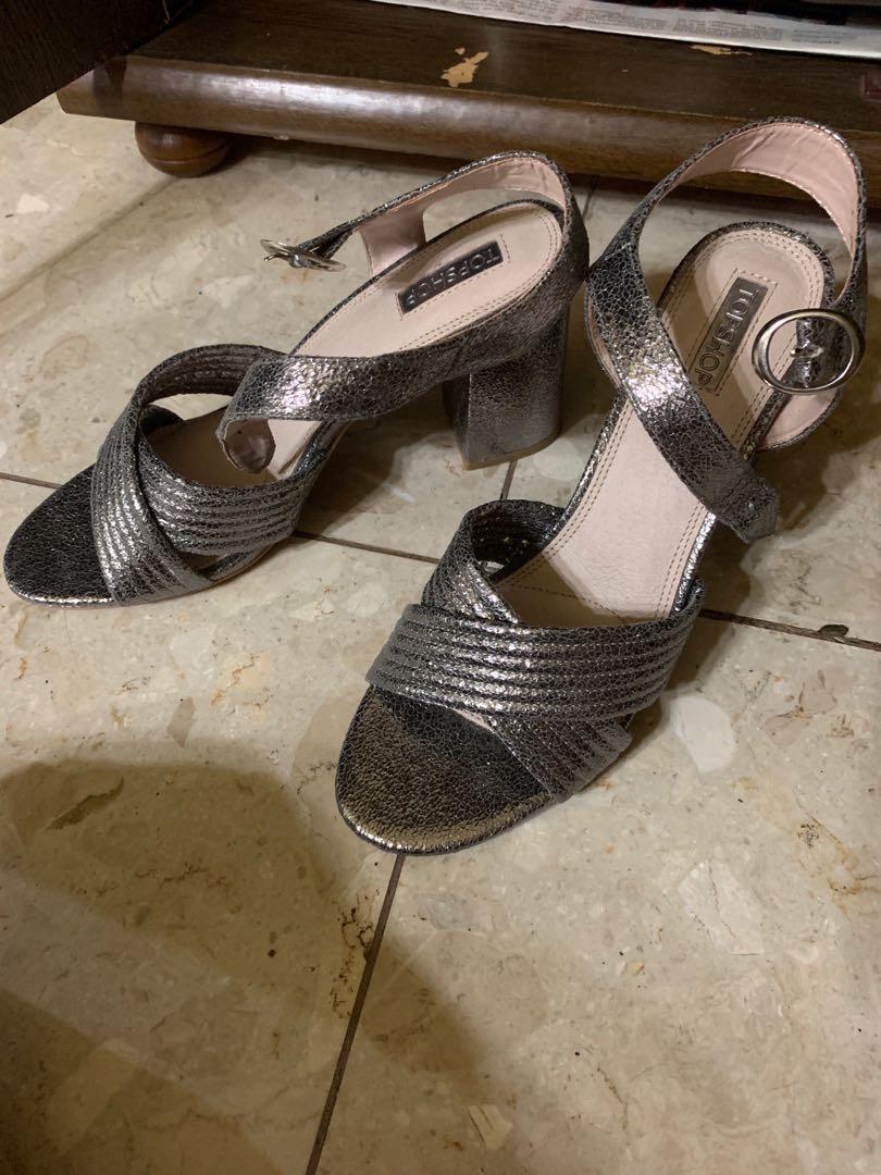 silver heels topshop