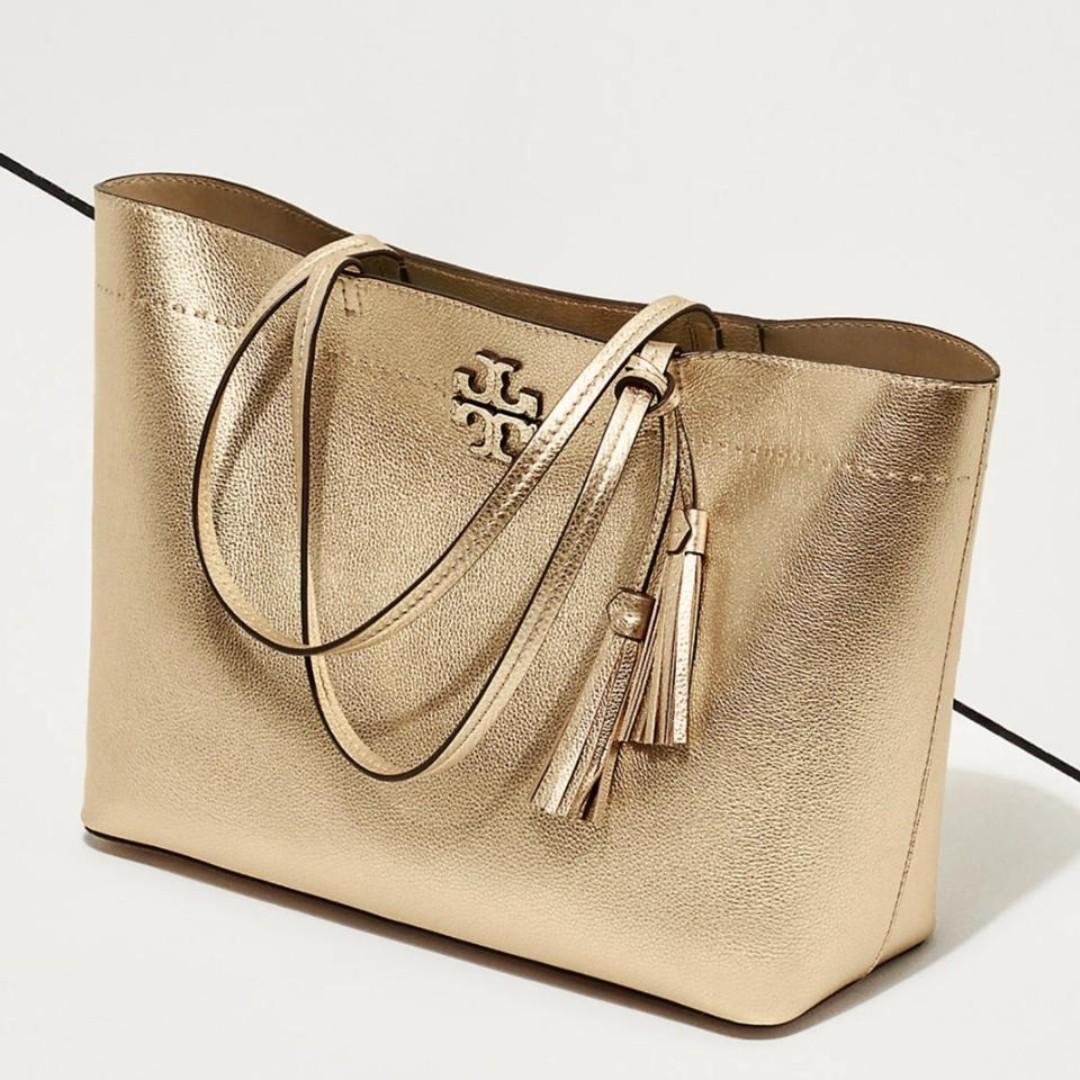 tory burch mcgraw metallic tote
