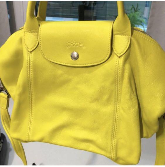 longchamp yellow leather bag