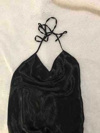 Black Silky Cowl Neck dress