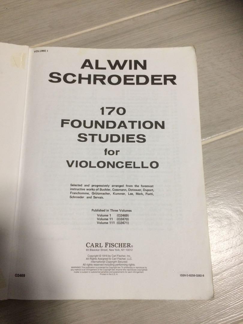 Alwin Schroeder 170 Foundation Studies For Violoncello Books