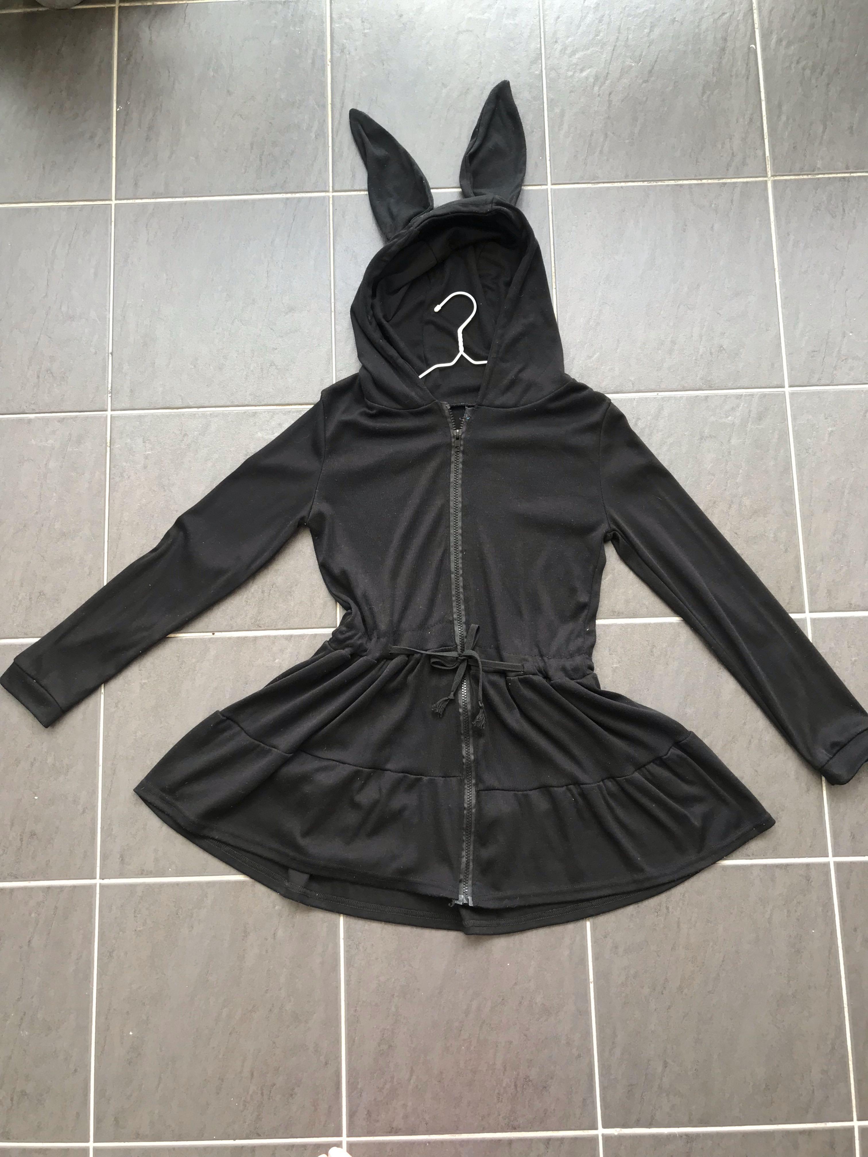 Black bunny hoodie hot sale
