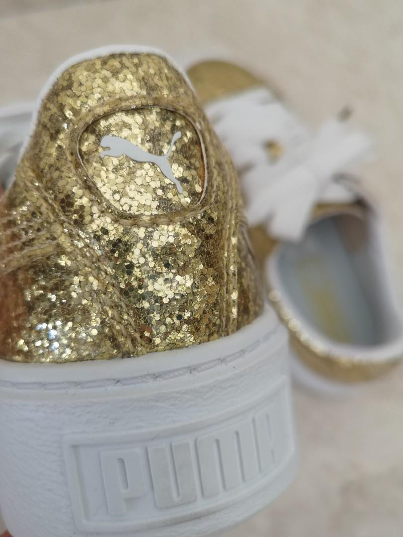 Puma basket discount platform glitter silver