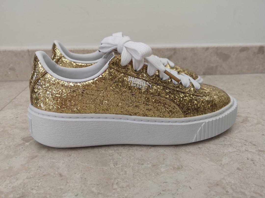 Puma basket platform top glitter