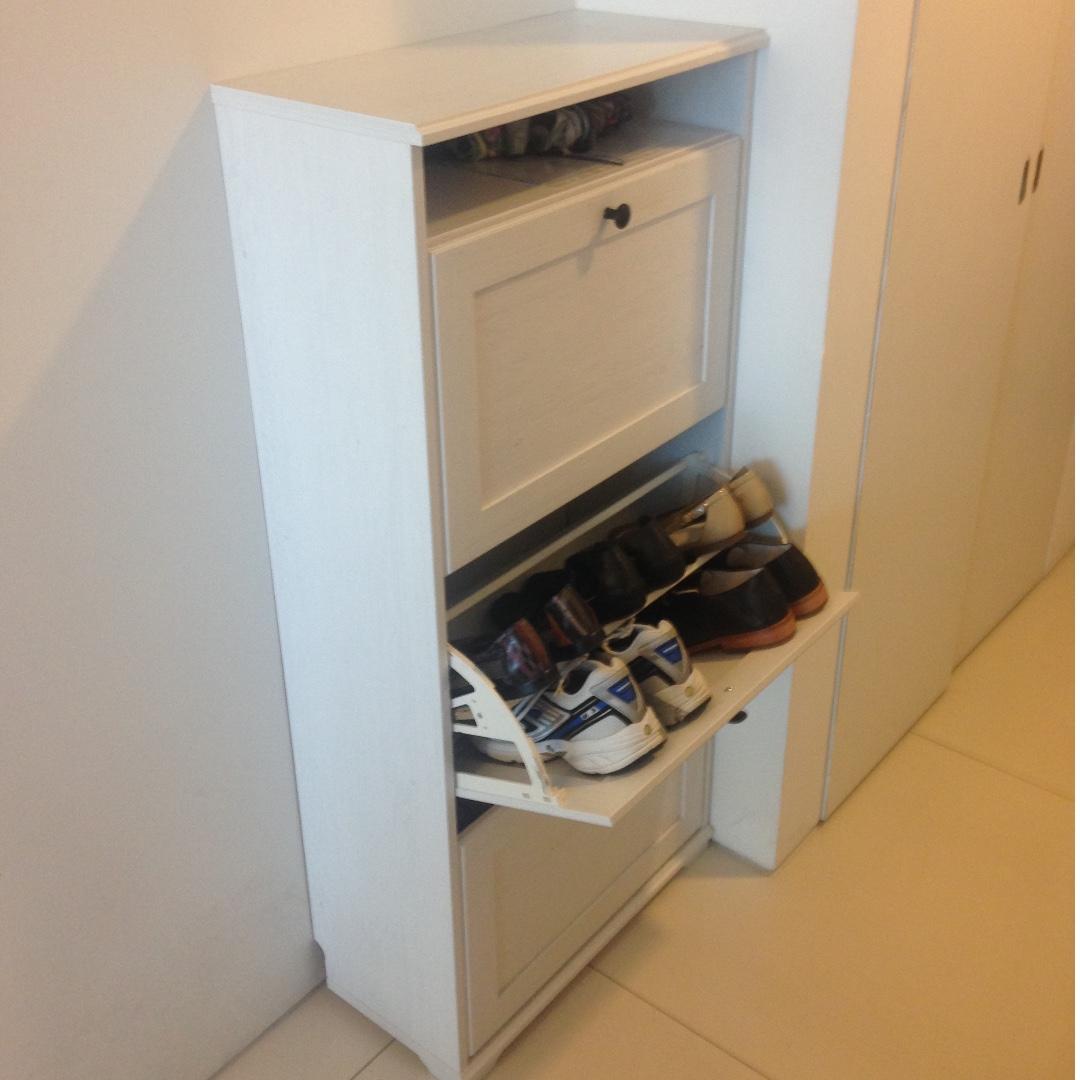 Brusali Shoe Cabinet With 3 Compartments White 61x130 Cm Furniture Shelves Drawers On Carousell