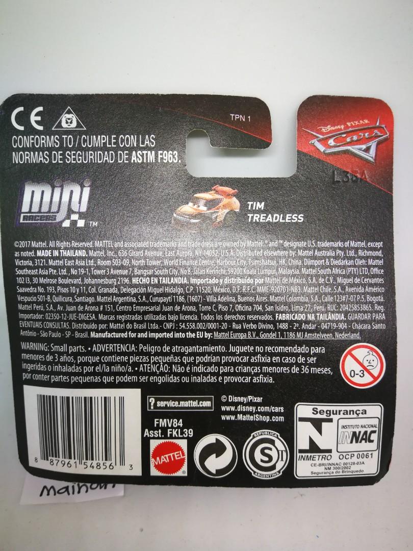 Carded Disney Pixar Cars mini racers - tim treadless #10/10, Hobbies ...