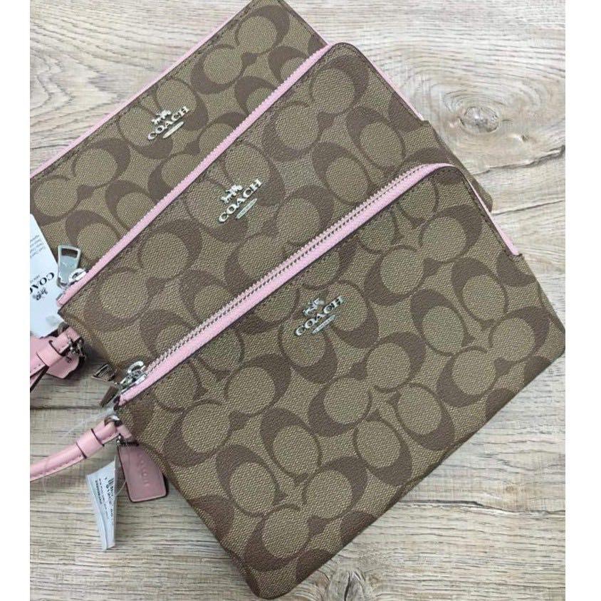 coach f16109 double zip wallet