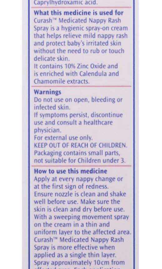 Curash nappy rash spray (50ml), Babies & Kids, Bathing & Changing