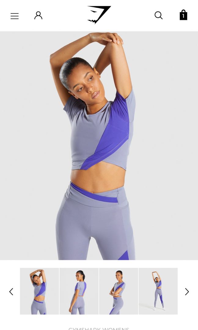 Gymshark Asymmetric Crop Top In Indigo size XS Women s Fashion