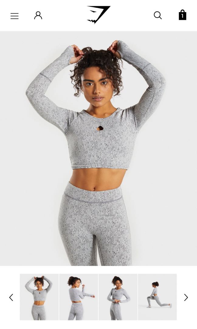 Gymshark Fleur Texture Long Sleeve Crop XS Women s Fashion Tops Sleeveless on Carousell
