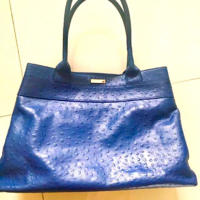 kate spade blue ostrich handbag