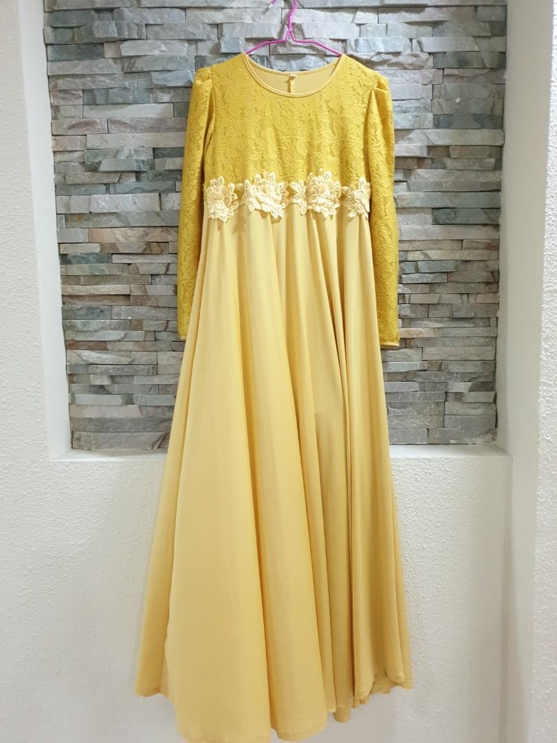 yellow muslimah dress