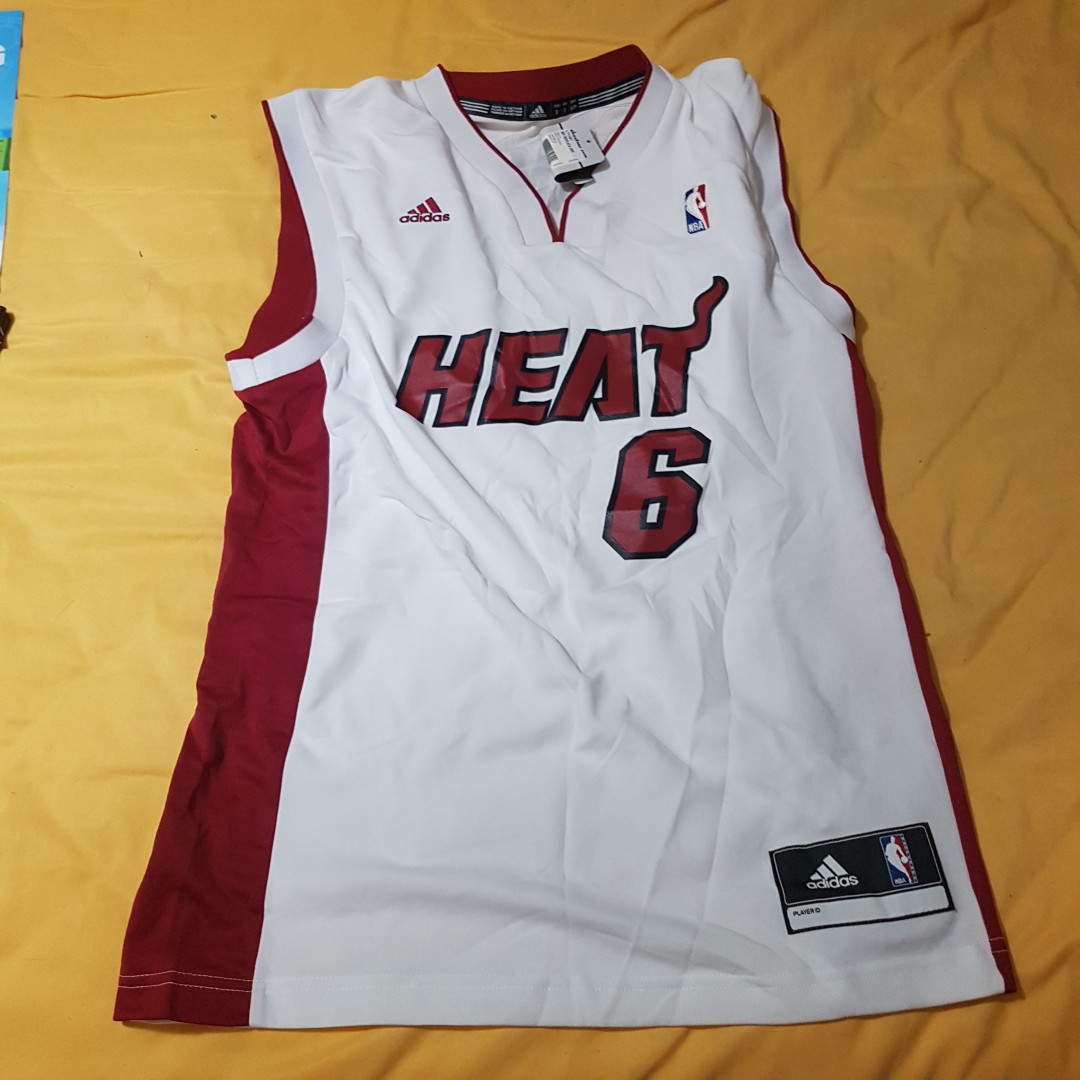 ADIDAS AUTHENTICS MIAMI HEAT #6 LEBRON JAMES BASKETBALL JERSEY IN SIZE  54????