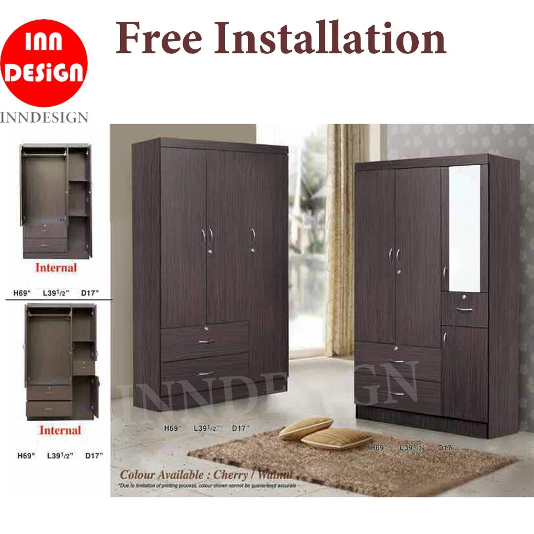 Next Day Delivery 3 Doors Wardrobe Furniture Shelves Drawers