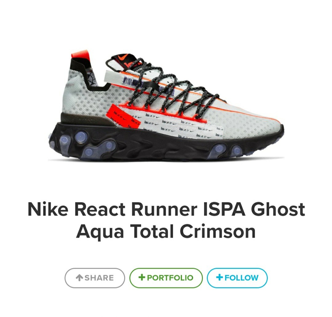 nike react runner ispa ghost aqua total crimson