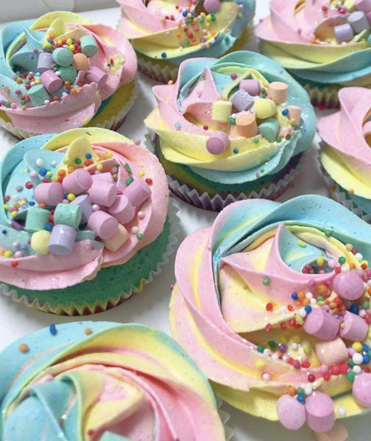 Pastel Rainbow Cupcakes Food Drinks Baked Goods On Carousell