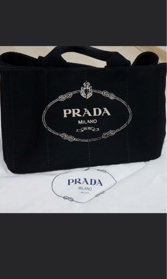 Prada canapa Tote Bag Black with shoulder strap canvas BN2642 CANAPA NERO