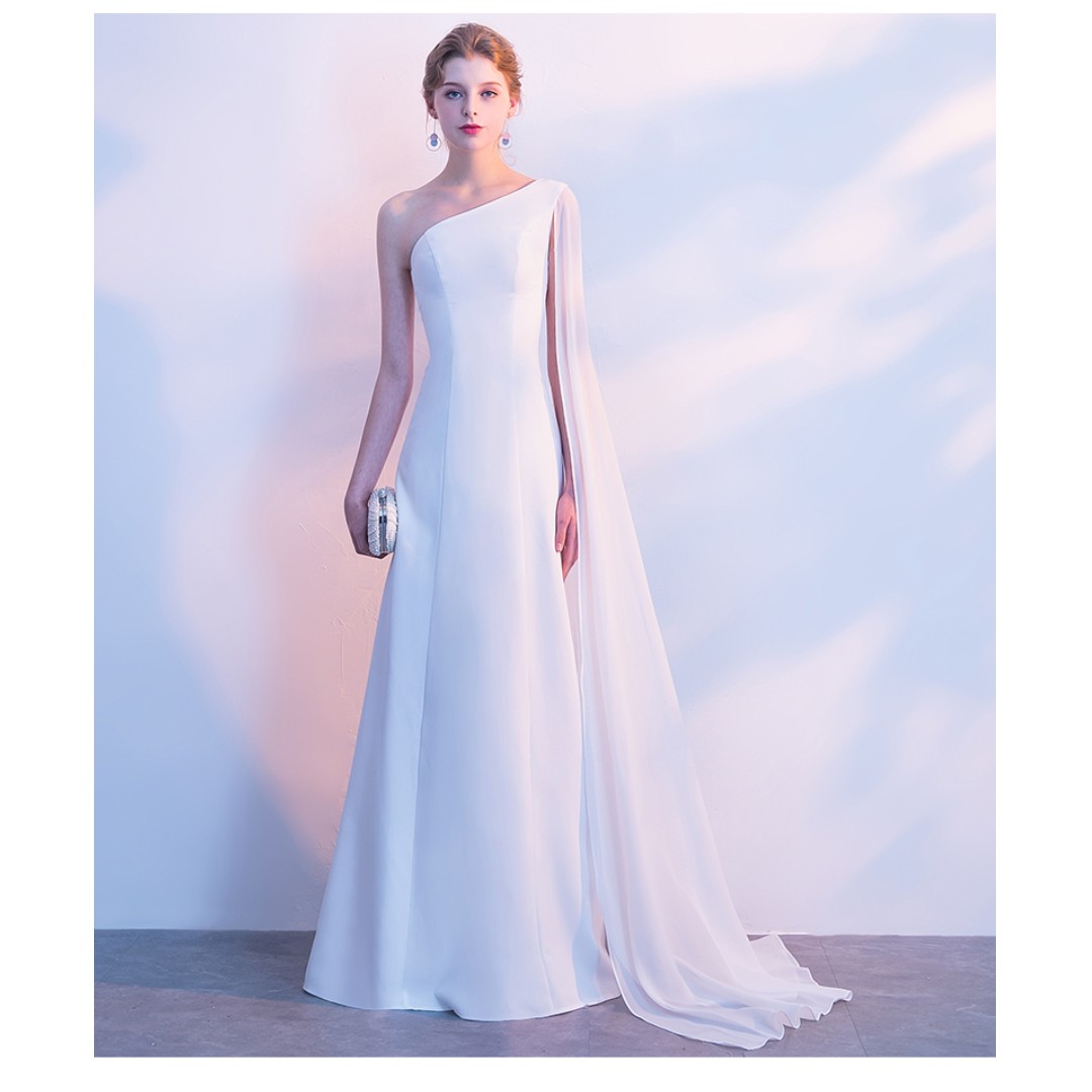 pre order white toga cape wedding bridal dress gown RB1086, Women's