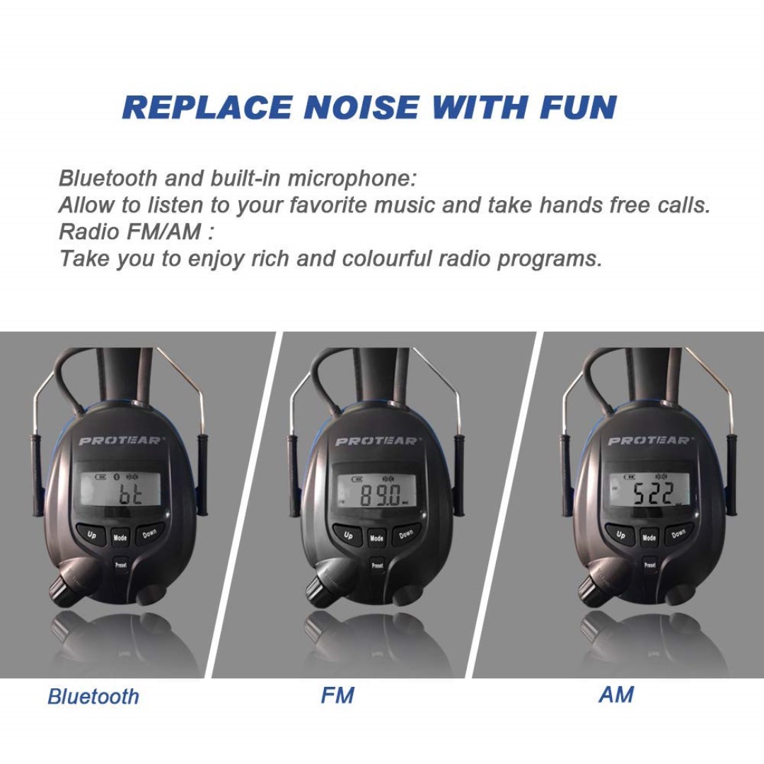 Protear Wireless Bluetooth Hearing Protection Am Fm Noise