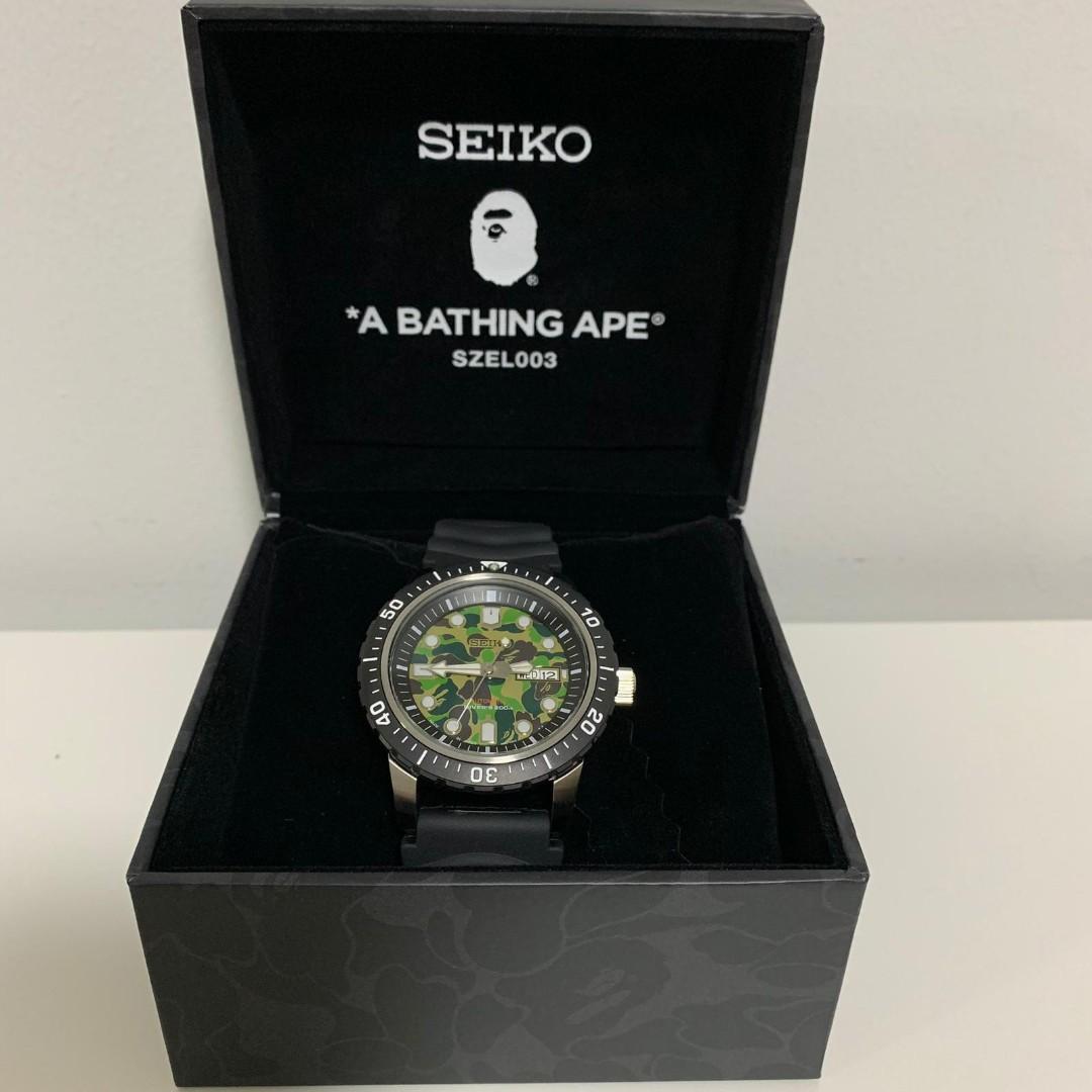 Seiko x Bape Mechanical Divers Watch SZEL003 Watch A Bathing Ape Mobile Phones Gadgets Wearables Smart Watches on Carousell