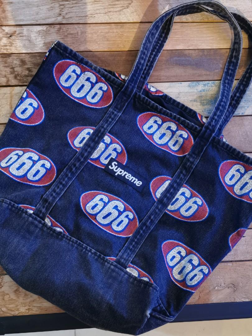 Supreme 666 tote bag denim black